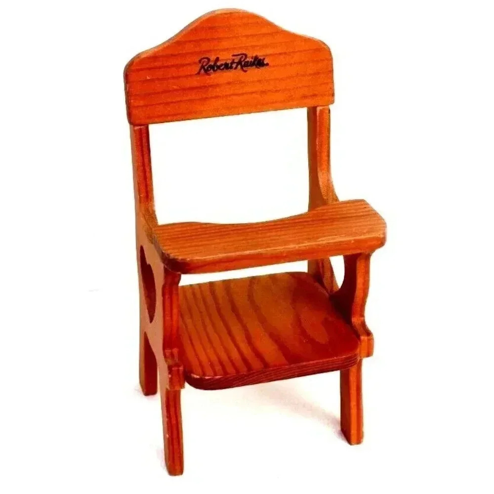 Vintage Robert Raikes Nursery Miniature High Chair Bear Brown Wooden Furniture